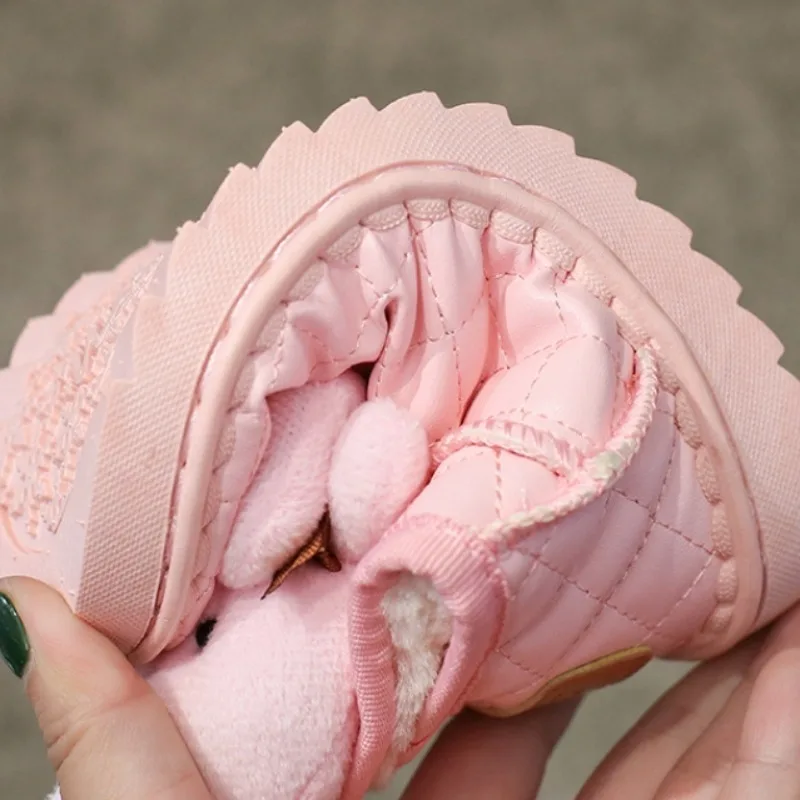 Зимние ботинки для девочек бархатные теплые снега хлопковая обувь с мультяшным