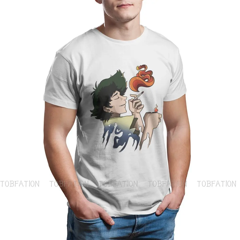 

Cowboy Bebop Spike Anime Newest TShirt for Men Smoking Round Collar Basic T Shirt Hip Hop Birthday Gifts OutdoorWear Big Size