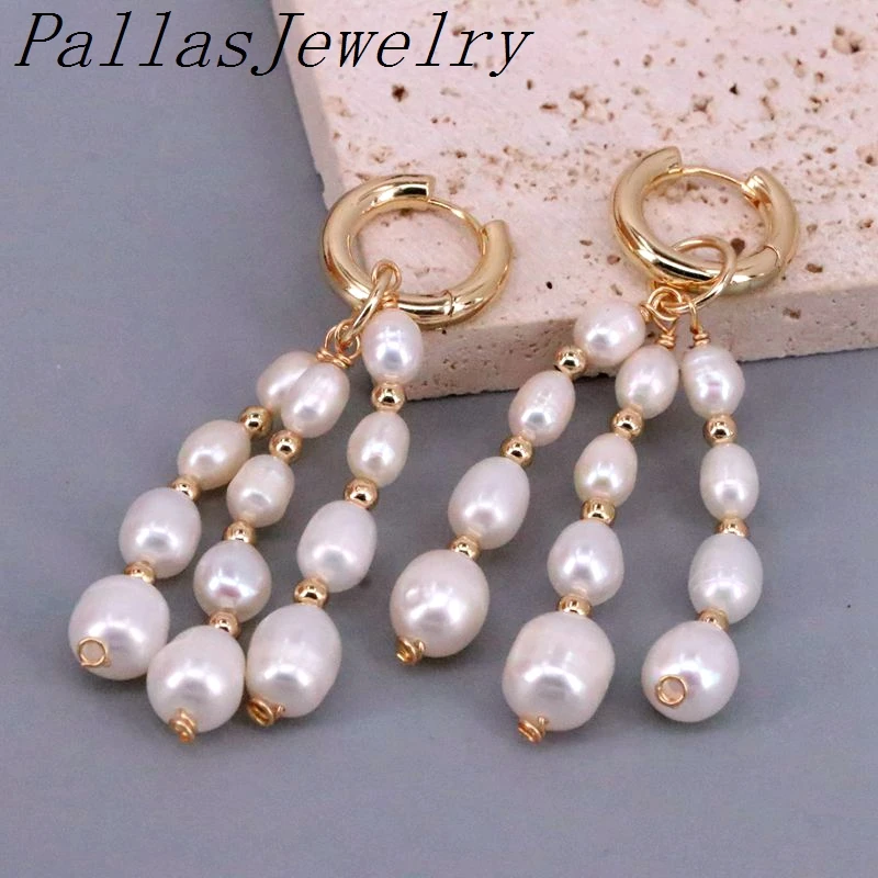 Серьги-кольца женские с пресноводным жемчугом 3 пары |