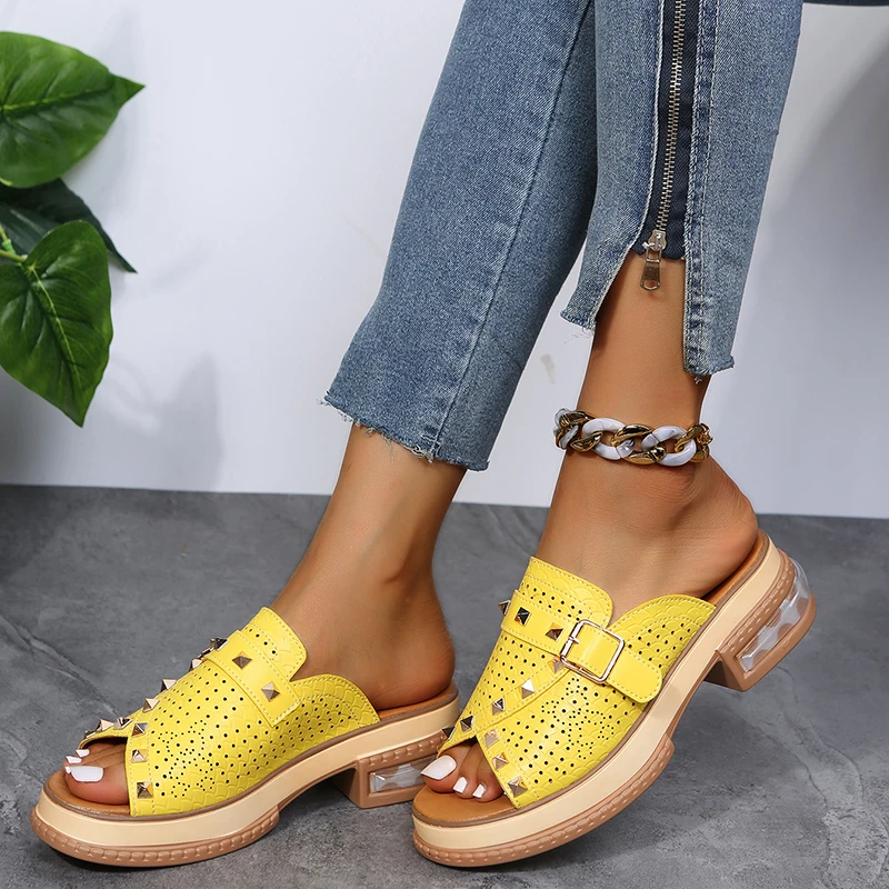 

Women Sandals 2022 Ladies Summer Slippers Women High Heels Sandals Fashion Riveting Summer Shoes Women Zapatos De Mujer Casual