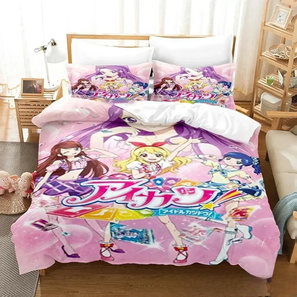 Фото Комплект постельного белья в стиле аниме Aikatsu с 3D принтом, пододеяльник, пододеяльник, наволочка, одеяло, королевский размер, комплект постельного белья для взрослых для мальчиков №1