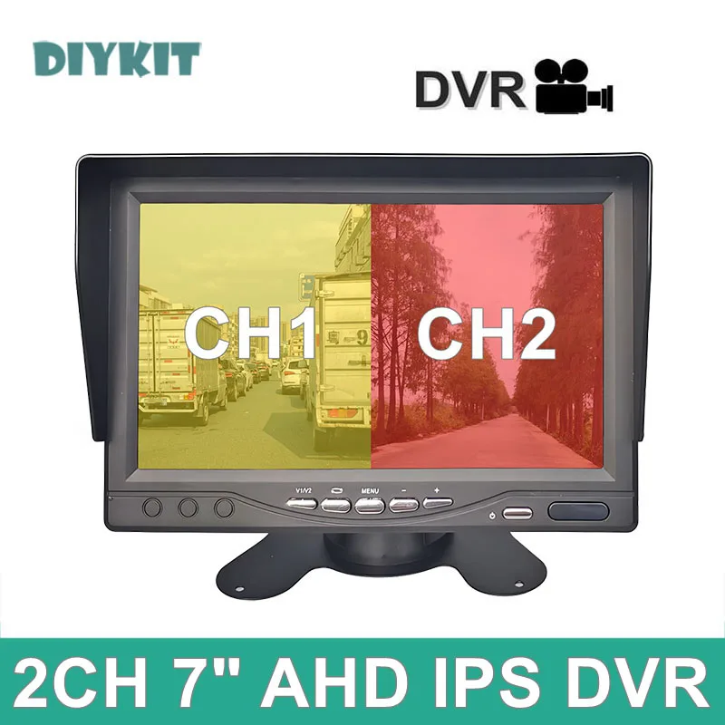 DIYKIT 7-дюймовый AHD IPS 2-канальный автомобильный монитор заднего вида с поддержкой 720P