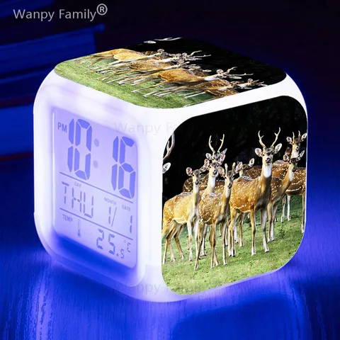 Детские светящиеся электронные часы, многофункциональный подарок на день рождения с изображением оленя Сики