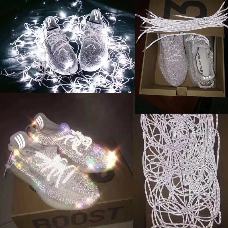 Rainbow Reflective Shoelaces Quality Sneakers Shoelaces Round Laces for Shoes Diameter 0.4cm 100/120/140/160cm 1Pair Shoestrings
