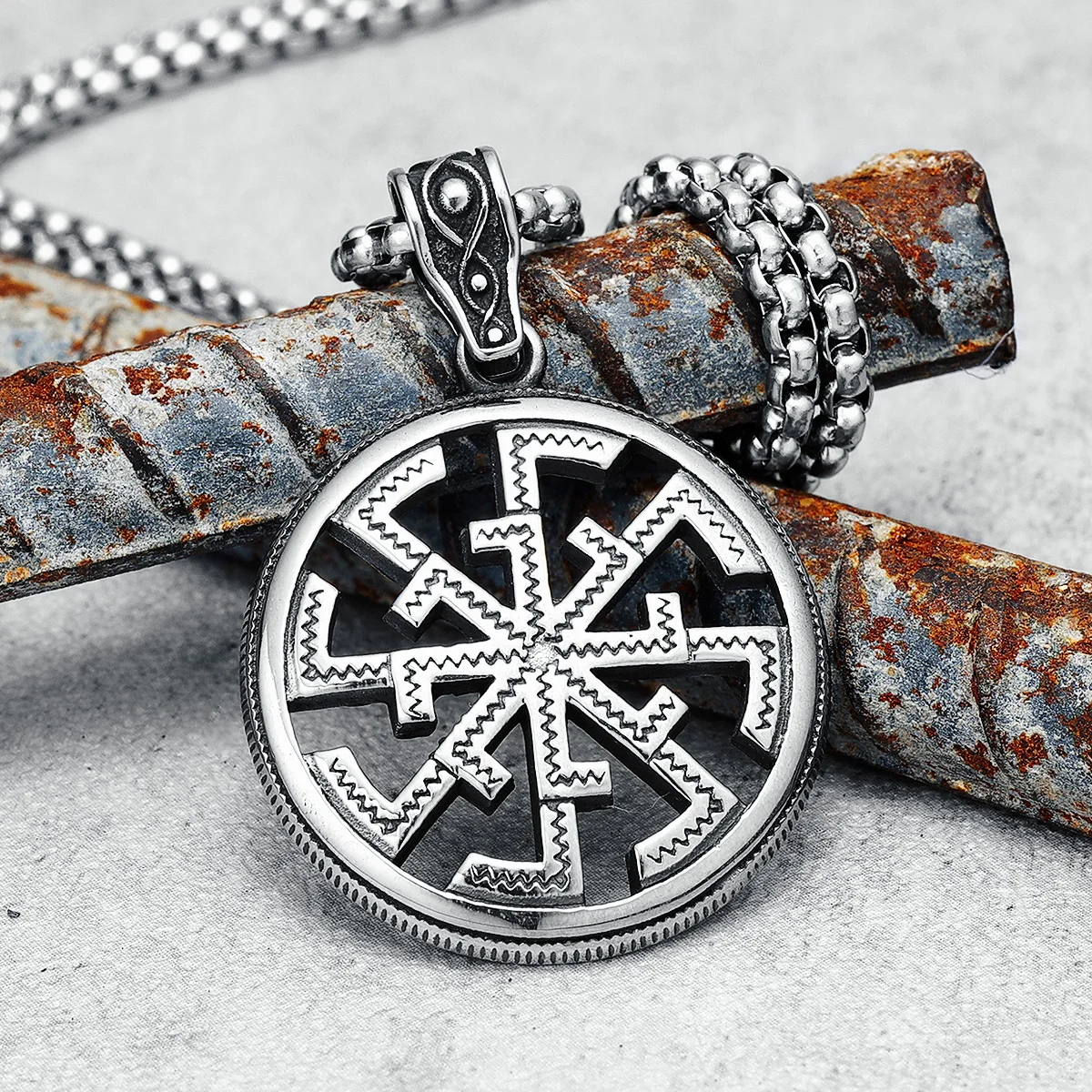 

Viking Symbols Men Necklace Stainless Steel Nordic Mythology Pendant Chain Punk Rap for Boyfriend Male Jewelry Gift Dropshipping