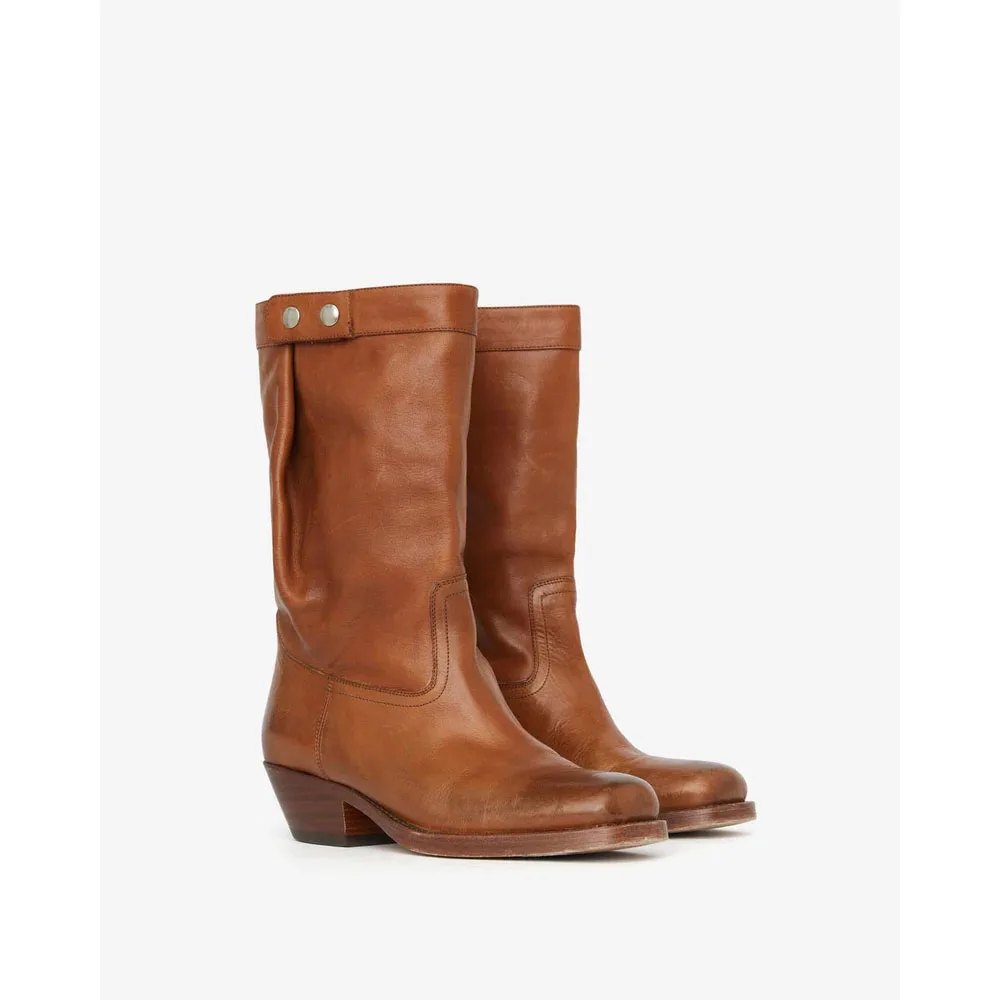 Женская обувь Ademe Boots Biker Style Leather Black Havana