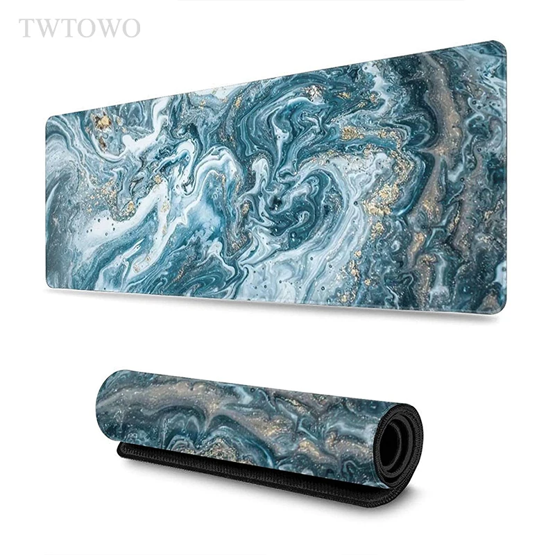 

Cyan Marble Mouse Pad Gamer XL Large HD Mousepad XXL keyboard pad Office Soft Natural Rubber Anti Slip Laptop Desktop Mouse Pad