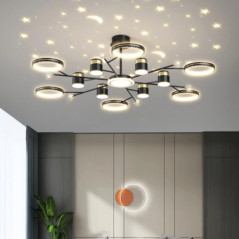 

Luxury Led Chandelier Villa Living Bedroom Dining Room Starry Chandelier Modern Simple Home Indoor Decor Lighting Lamps Fixtures