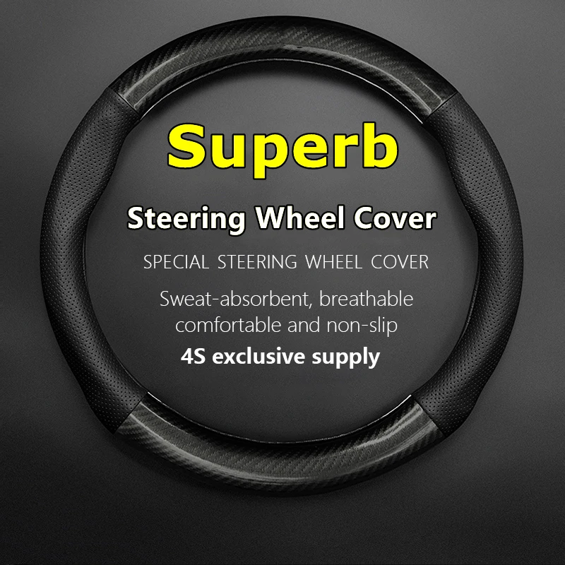 

PU/PVC Carbon For Skoda Superb Steering Wheel Cover Genuine Leather Carbon TSI280 TSI330 TSI380 DSG 2018 2019 2021 2022 2023