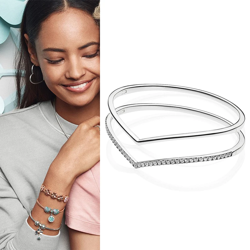 

100% 925 брелок, серебряный браслет, новый браслет Wish Shining Pan, Подходит для европейских Шарм-браслетов, Женские Ювелирные изделия