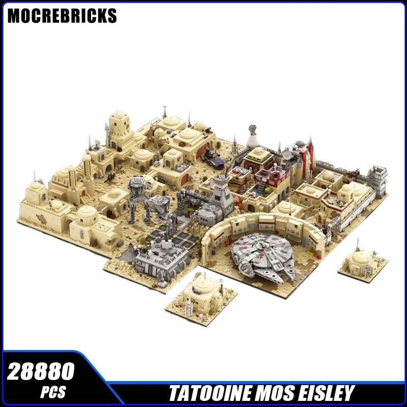 

Movie Scene Architecture MOC Building Blocks TatooIn Mos EisLle Yshaceport Technology Assembly Model Brick Toys Children's Chri