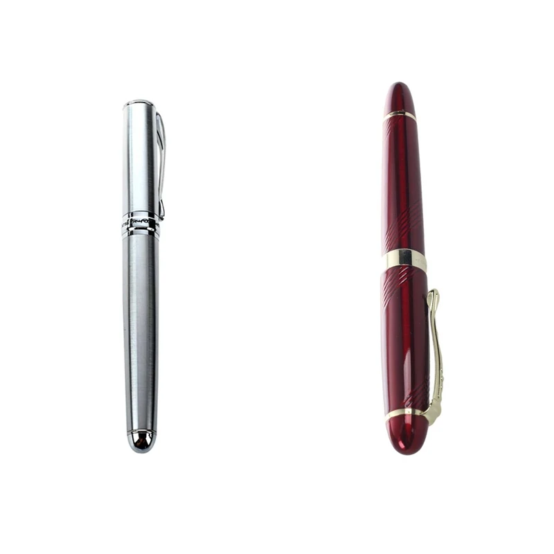 

Jinhao X750 Silver CT Fountain Pen , Smooth Writing Pen & JINHAO X450 18 KGP 0.7Mm Broad Nib Fountain Pen Red
