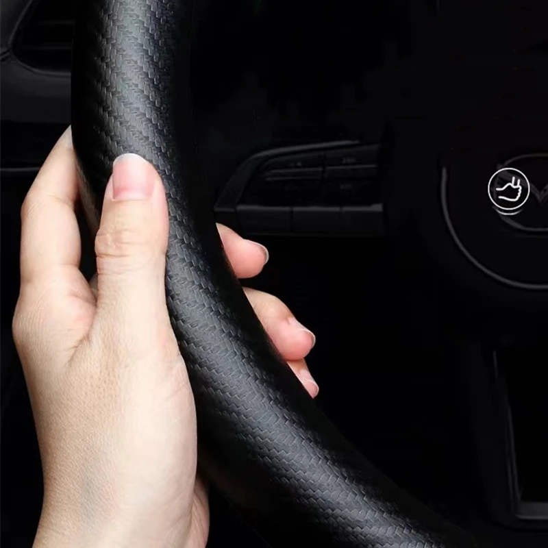 3D Three-dimensional Embossed Carbon Fiber Pattern Leather Car Steering Wheel Cover 15 inch/38cm for HYUNDAI Accessories |