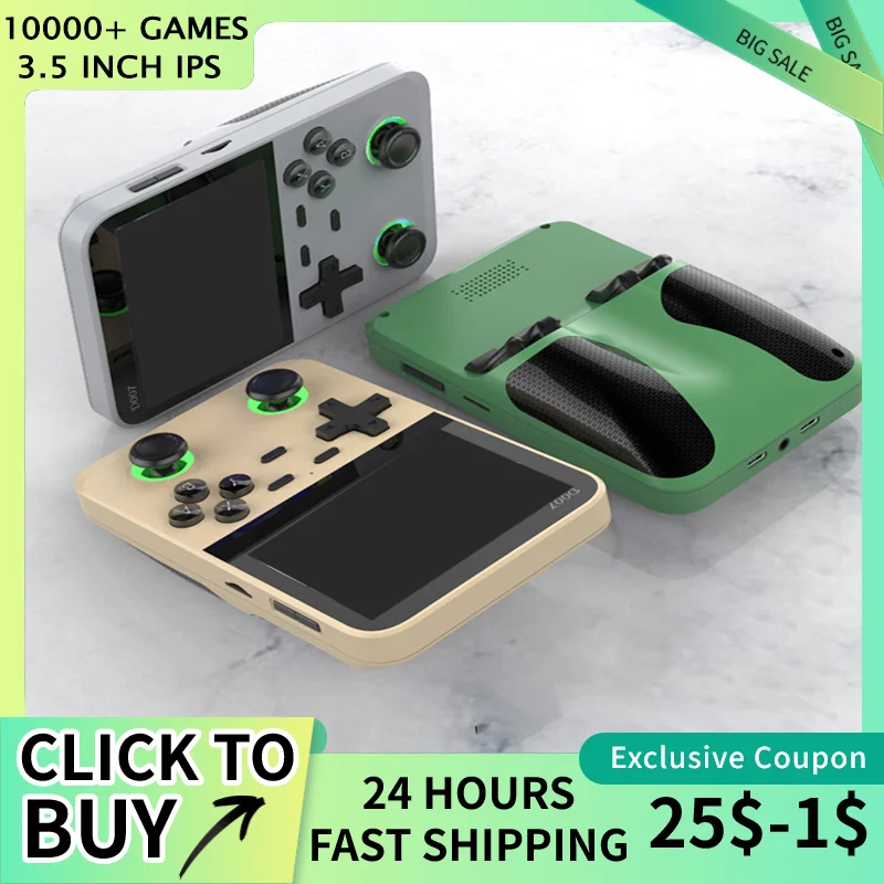 Новинка 2023, видеоигровые консоли D007 Plus с 3,5 дюймовым IPS экраном, 10000 +, ретро-игры, портативная электронная консоль для GBA/NES/PS1