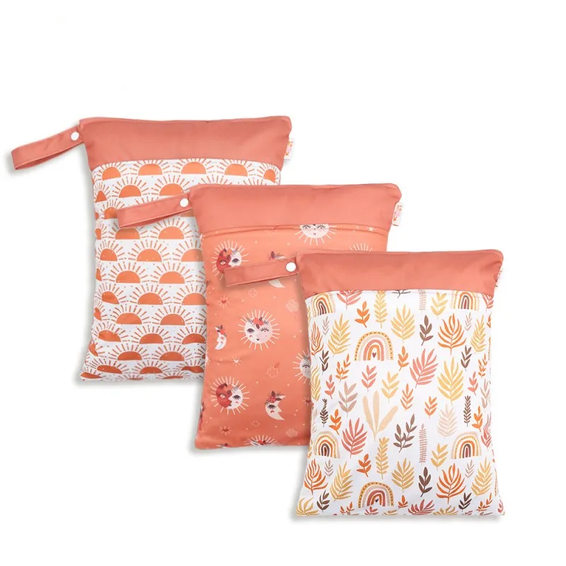

Wet Bag Waterproof Baby Bag Washable Diaper Organizers Baby Stroller Bag Sunshine Print Reusable Wet Dry Portable Diaper Bags