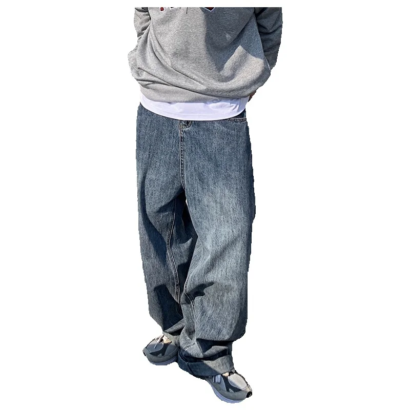 Oversized Baggy Jeans Men Fashion Blue Casual Wide Leg Jeans Men Streetwear Korean Loose Straight Denim Pants Mens Trousers