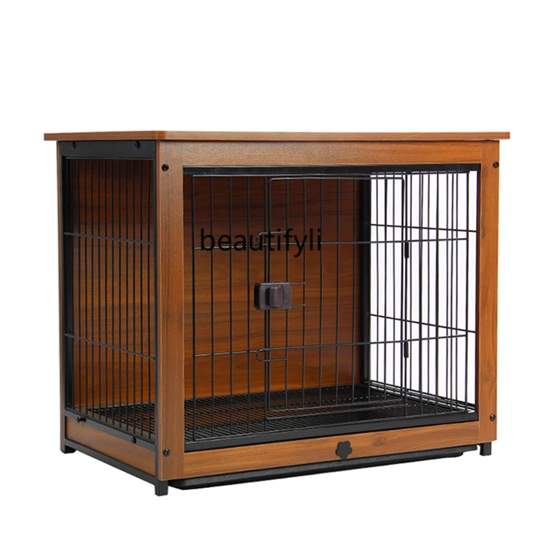 

yj Italian Dog Cage Wooden Pet Indoor Shiba Inu Teddy Small and Medium-Sized Dogs Household Isolation Fence with Toilet