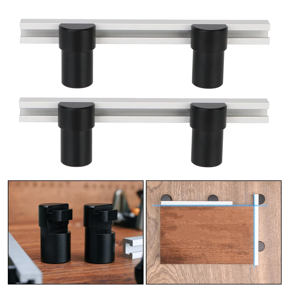 2pcs Table Planing Stop Bench Dogs Clamp for T-Track Woodworking DIY Table Fixing Clamp Bench Planing Stop Baffle