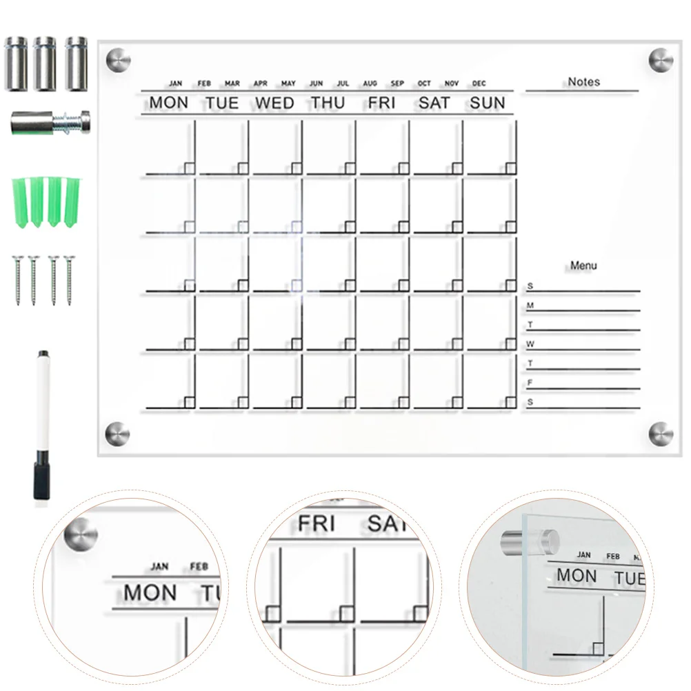 

Доска-планировщик, календарь, стираемая еженедельная сухая акриловая белая доска для еды, холодильника, каландра, Дисплей сообщений, настол...