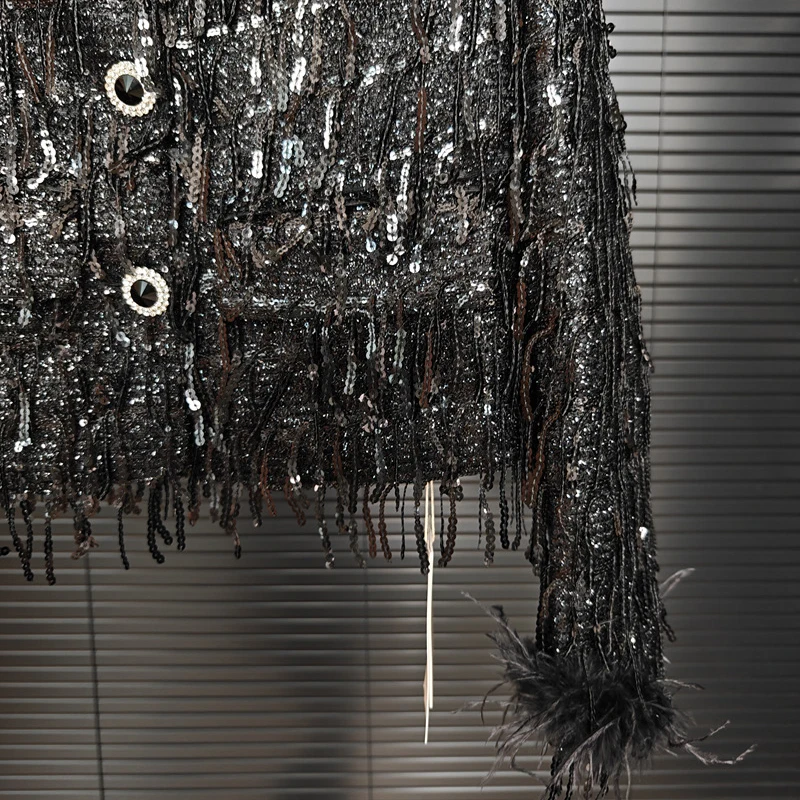 KBQ однотонные блестящие перья шикарные элегантные пальто для женщин с круглым