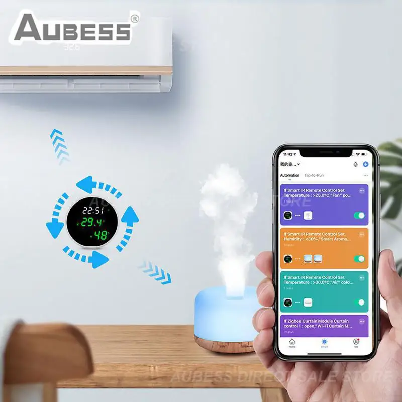 

Tuya Wifi With Lcd Screen Display Working With Alexa Google Assistant Alarm Push Humidity Temperature Detection Sensor
