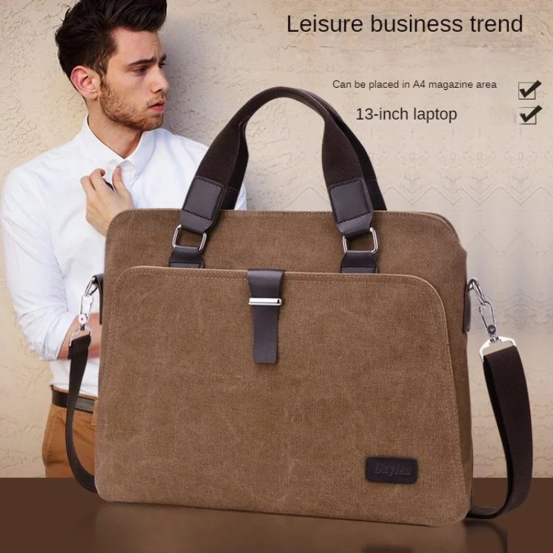 

New Vintage Men's Briefcase Bag Fashion Canvas Handbag Large Capacity Male Shoulder Messenger Business 13" Laptop