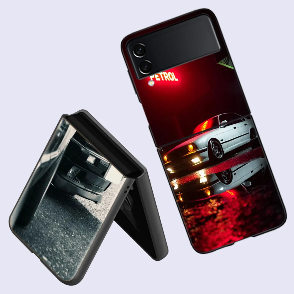 Автомобильный чехол для телефона B- Bmwes-S E30 Fundas Samsung Galaxy Z Flip 5 6 4 3 5G с задней крышкой