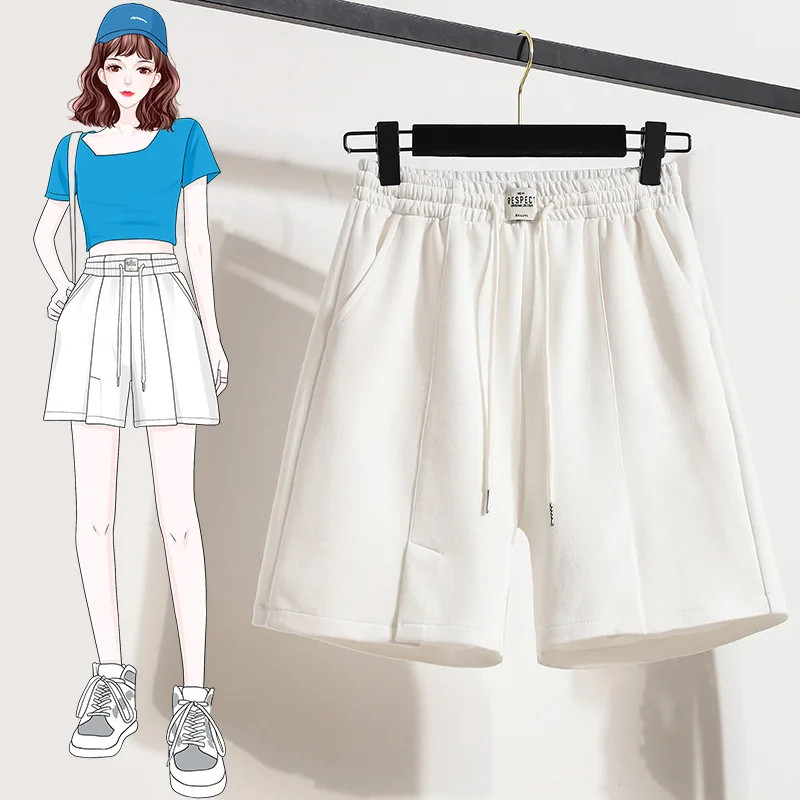 Woman Shorts With Pokcets New Summer Outfits Elastic Waist Baggy Sweatshorts Korean Style Lady Girls Chic Bottoms Dropshipping