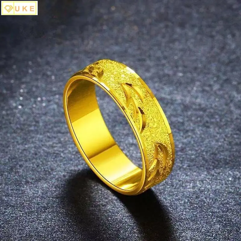 

Car Flower Classic Frosted Wedding Proposal Male Ring Lasts Forever Pure Copy Real 18k Yellow Gold 999 24k Plating Never Fade Je