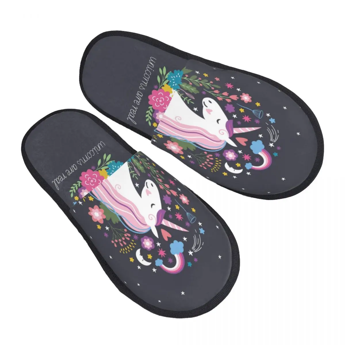 

Мужские и женские плюшевые домашние тапочки с единорогом, настоящая теплая мягкая обувь, домашняя обувь, Осень-зима 2023