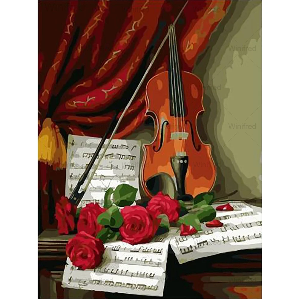 

5D алмазная живопись, скрипка, роза, круглая дрель, разы, сделай сам, искусственная мозаика, набор для рисования, подарок для украшения дома
