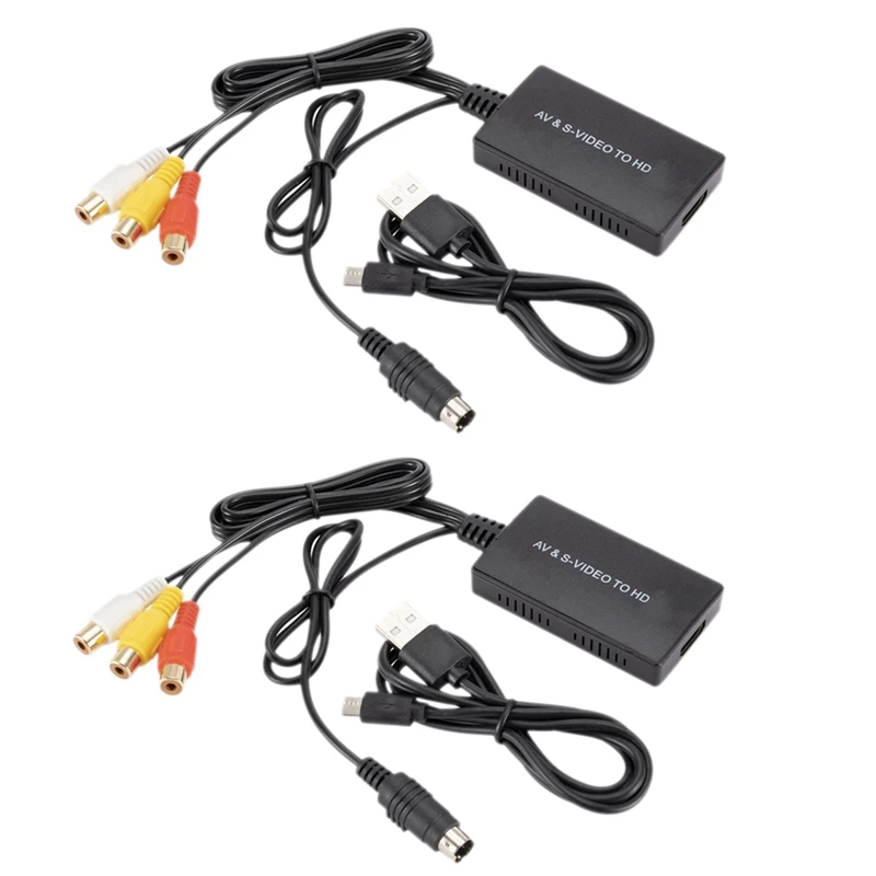 2X S-Video-HDMI преобразователь S-Video и 3RCA CVBS композитный к аудио видео конвертер Поддержка 1080P 720P