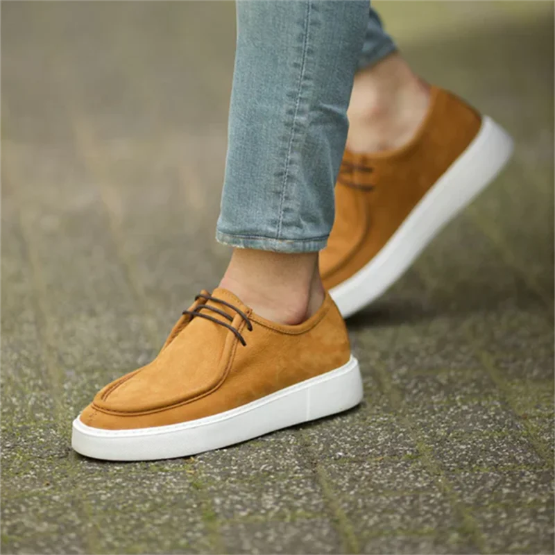 

New Men's Vulcanize Shoes Lace-up Solid Brown Green Black Designer Sneakers for Men Free Shipping Size 38-46 Men Shoes