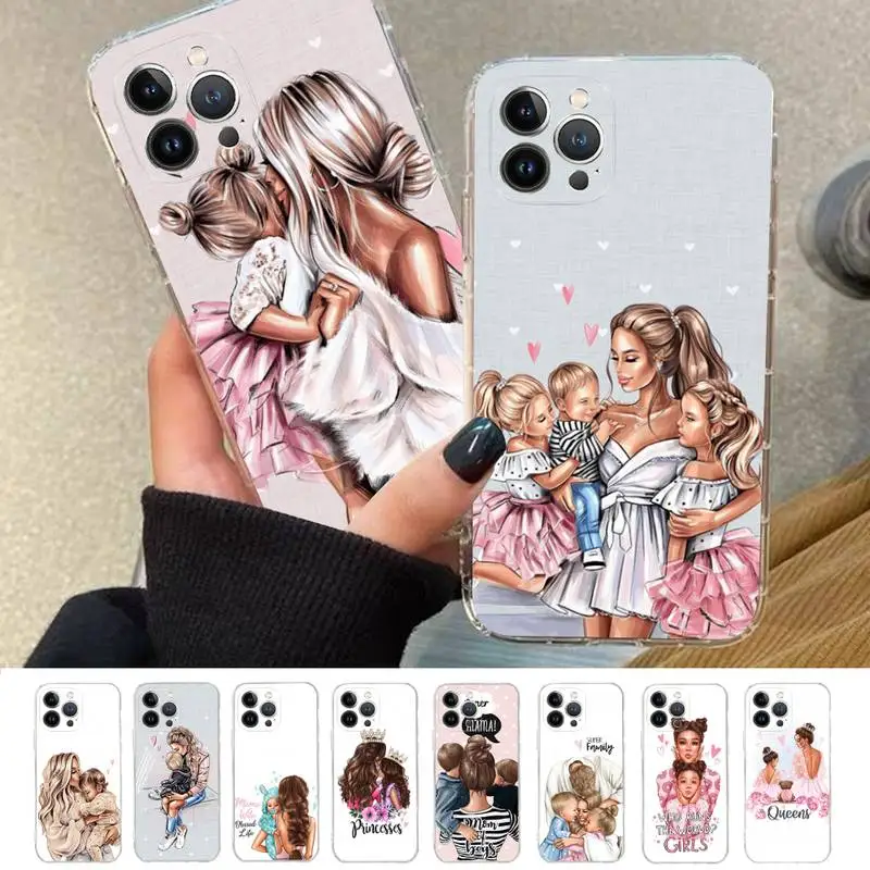 

Super Mom Baby Girl Son Phone Case Silicone Soft for iphone 14 13 12 11 Pro Mini XS MAX 8 7 6 Plus X XS XR Cover