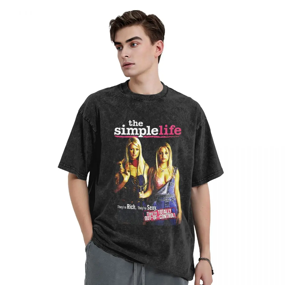 Париж Хилтон стираная футболка мужская насыщенная сексуальная уличная стильная