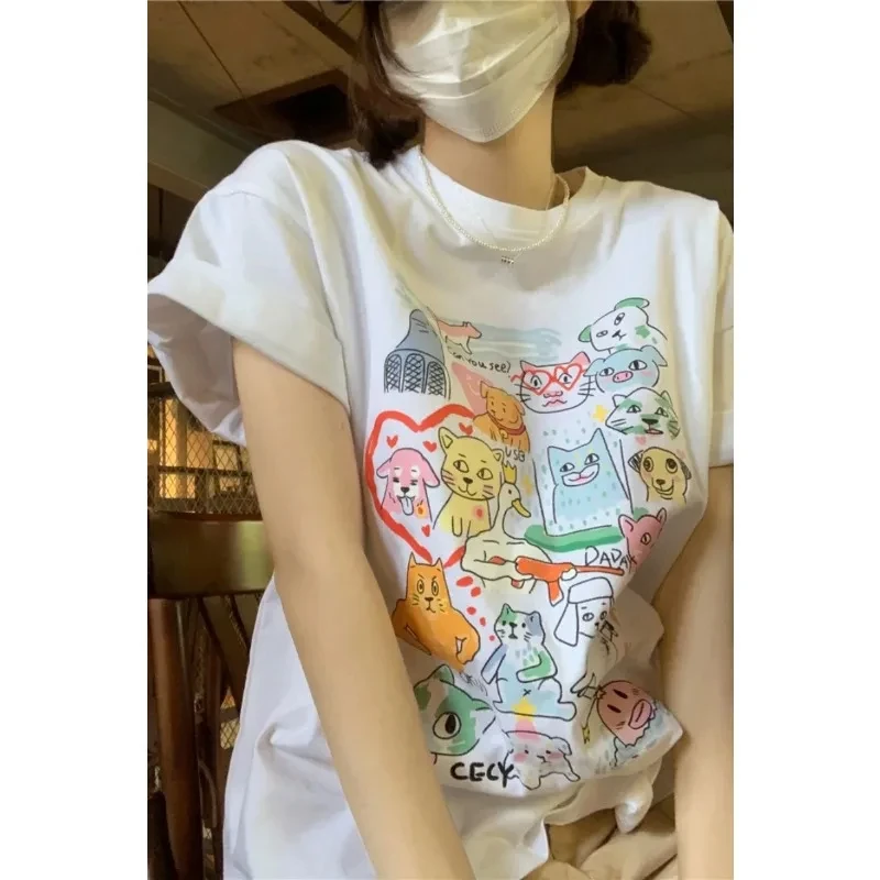 Повседневная футбольная рубашка в стиле Харадзюку для женщин с мультяшным