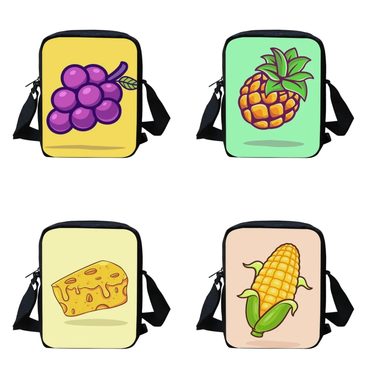 

Fruit Family Cartoon Pattern Girls Shoulder Bags Fashion Small Handbags Travel Cross Body Bags Woman Children Versatile Mochila
