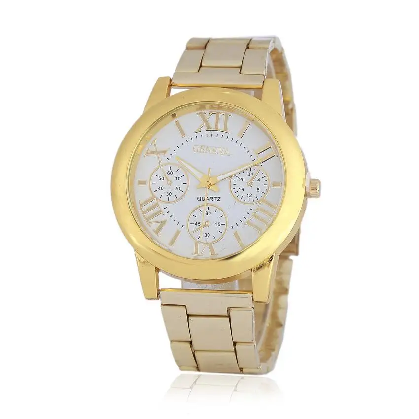 Женевские римские часы с тремя глазами мужские и женские со стальным ремешком