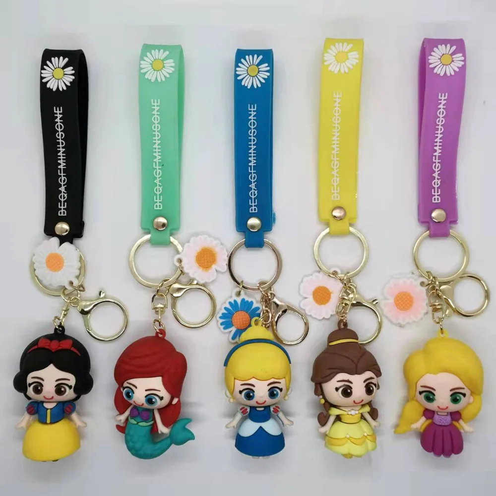 

Disney Kawaii Doll Keychain Snow White Mermaid Princess Series Anime Cartoon Bag Pendant Car Keychain Student Kids Birthday Gift