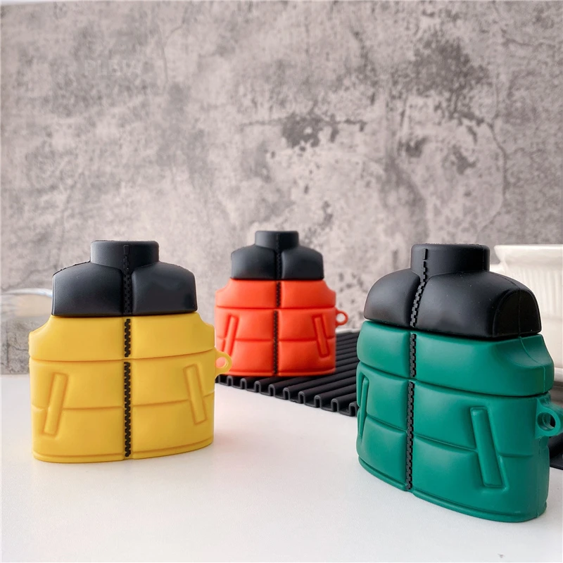 

New Cute Color 3D Down Jacket Silicone Case for Apple Airpods 2 3 Pro Cover Earphone Covers with Logo Cool Fashion Case Cute Box