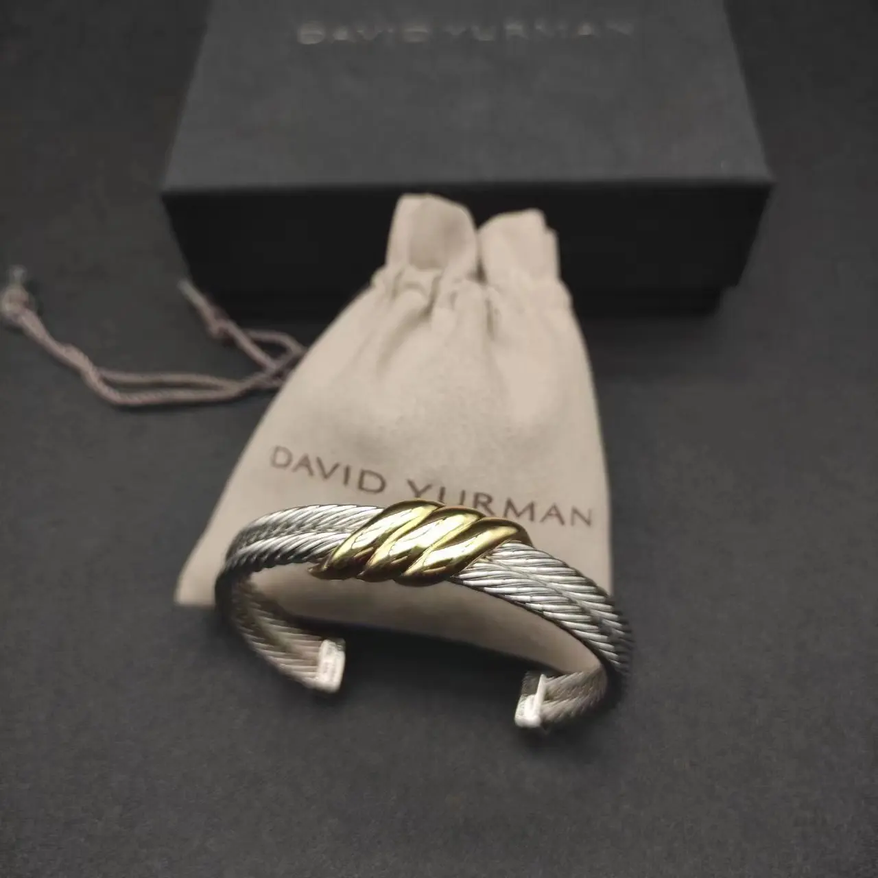 High Quality Men's Bracelet David Yurman Cable Classic BuckleBracelet with 14k Gold 925 Sterling Silver Free shipping