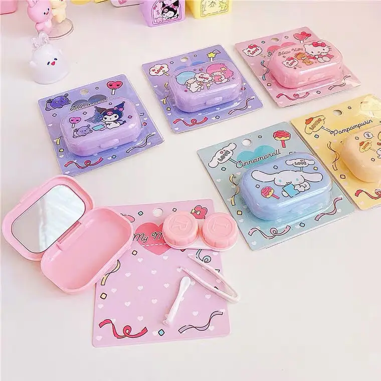 

Cute Cosmetic Contact Lenses Box Contact Lens Care Companion Box Portable Finishing Box with Glasses Contact Lenses Case