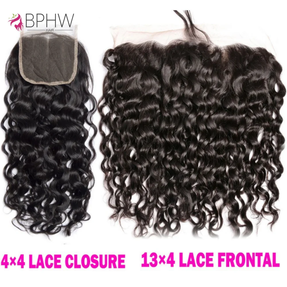 Фото 13x4 Lace Frontal Water Wave, прозрачный, с эффектом Body Wave, предварительно прорезанный, из 100% натуральных человеческих волос Remy, HD-кружево, для женщин, бразильские волосы №1