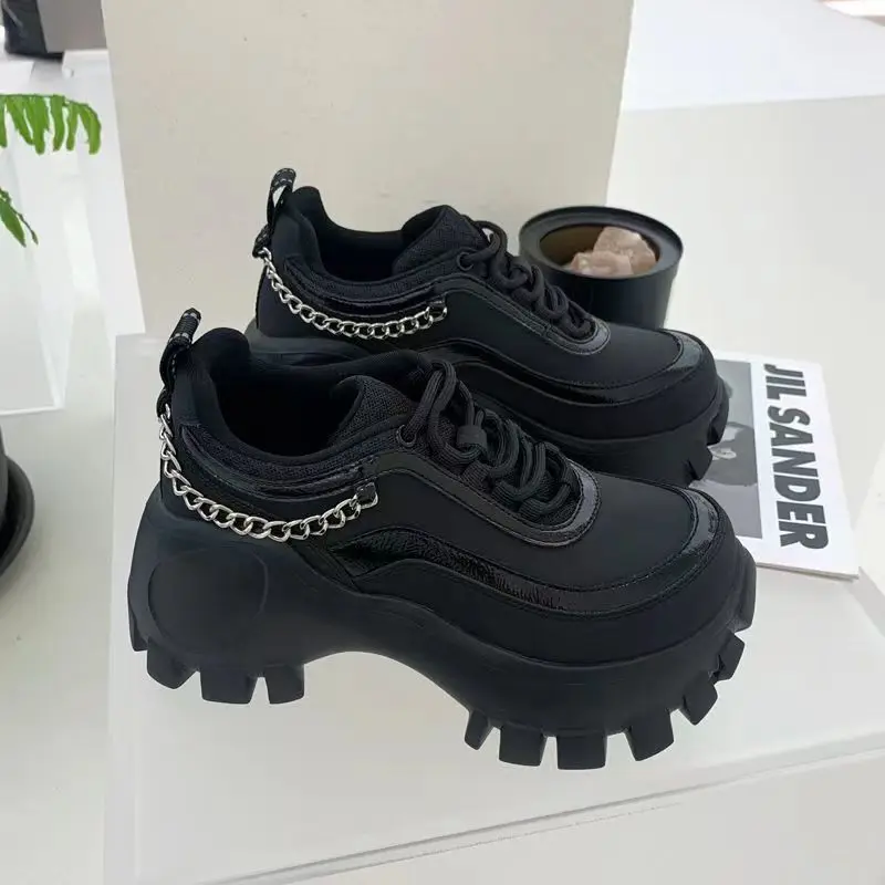 

European Goods Punk Heightened Daddy Shoes 2022 Early Spring New Platform Chain Casual Sneakers Skinny Shoes Women