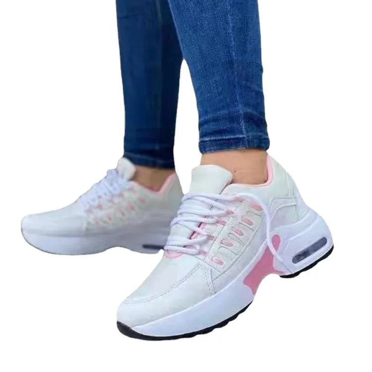 Wedge Heel Platform Sneakers 2022 Spring and Summer New Fashion Plus Size Casual Mesh Breathable Ladies Lace-up Vulcanized Shoes