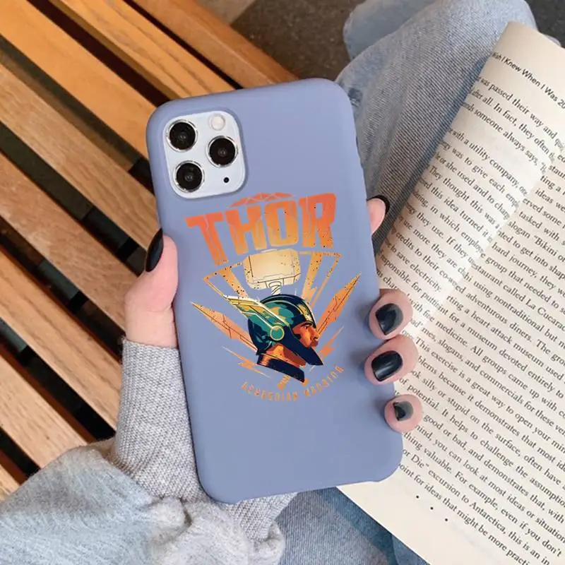 

Marvel Thor Phone Case for iPhone 14 11 12 13 Mini Pro Xs Max 8 7 6 6S Plus X XR Solid Candy Color Case