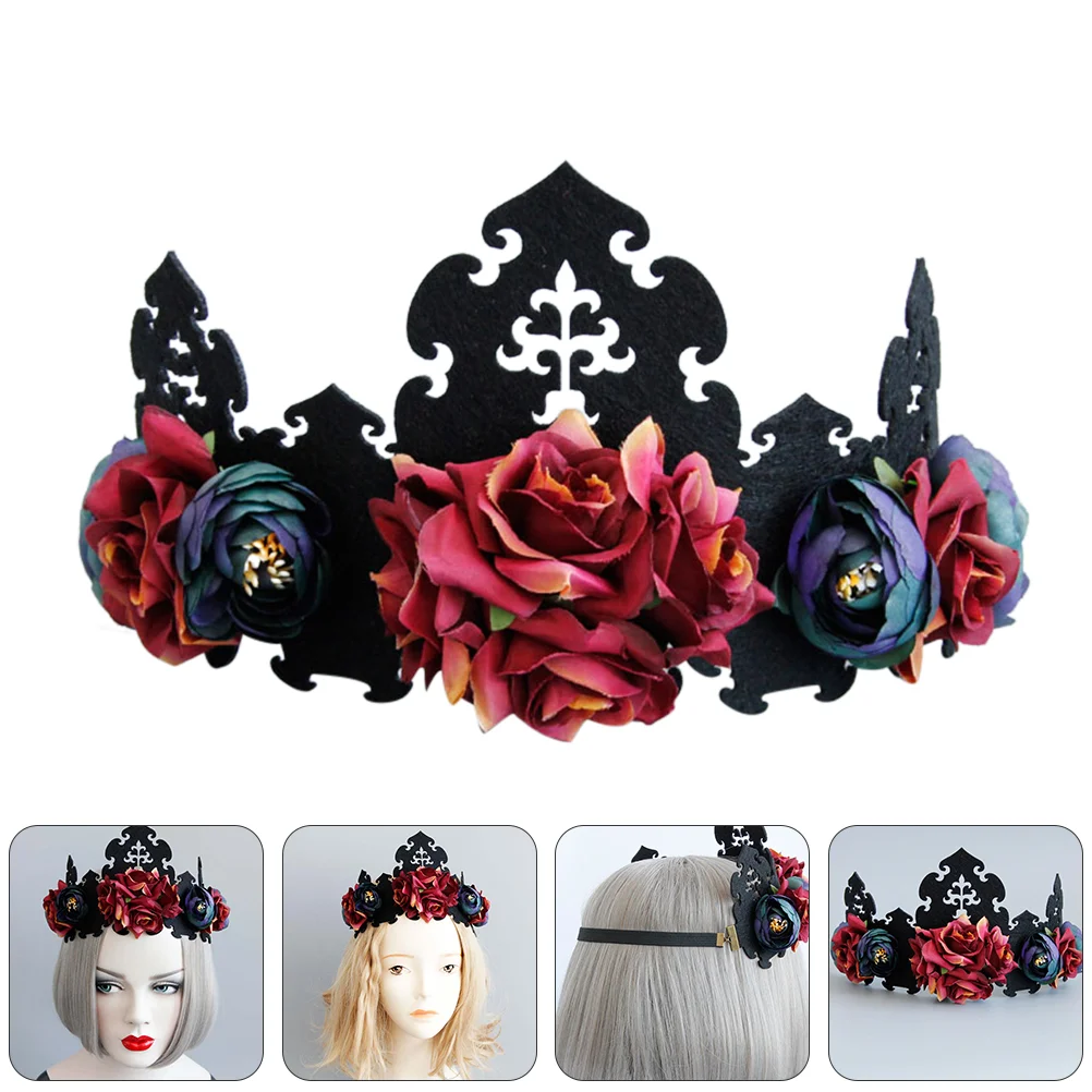 

Halloween Wreath Hair Ties Flower Headdress Floral Headpiece Headgear Garland Frontal Band Bride