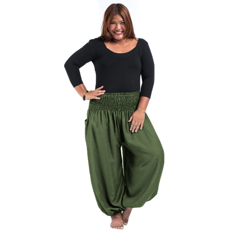 Plus Size Women's Pants Elastic Waist Loose Bloomers Casual Trousers Yoga Pants Breathable Dance Pants Vintage Pants for Women