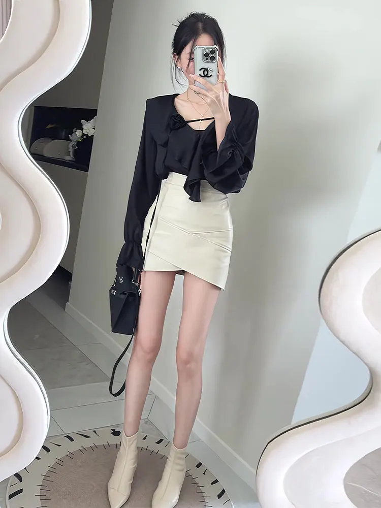 Корейская серия Pure Desire женские рубашки с v-образным вырезом и длинными рукавами