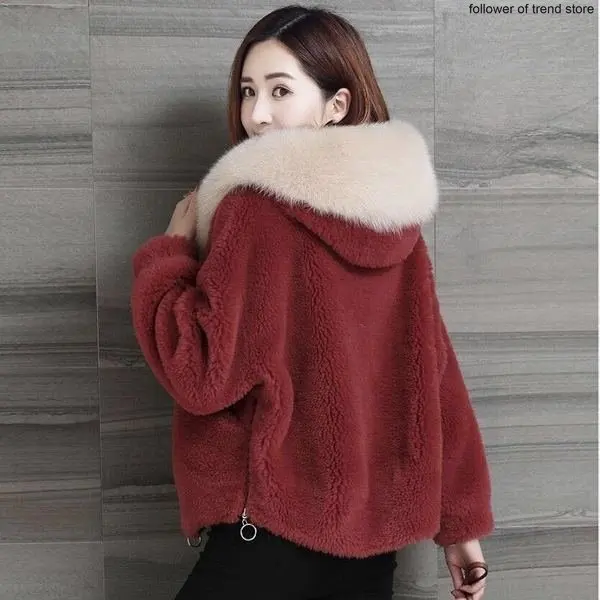 Coat Faux Fox Fur Plush Coat 2022 Autumn  Winter Faux Fur Women's Short Hooded Jacket Fur Thick Warm Oudoor Coats  Fur